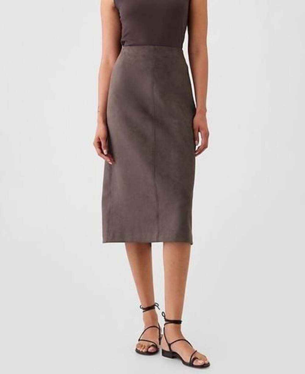 Vegan Suede Midi Skirt
